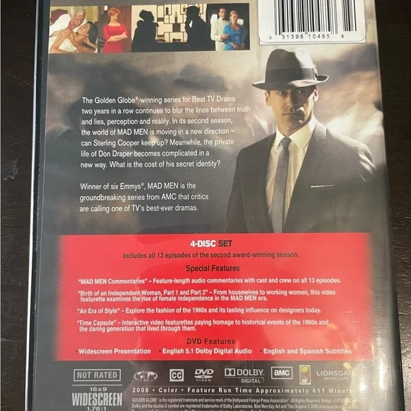 Emmy Award Winning TV Show Mad Men Season Two (2) DVD 4-disc set - Picture 6 of 6